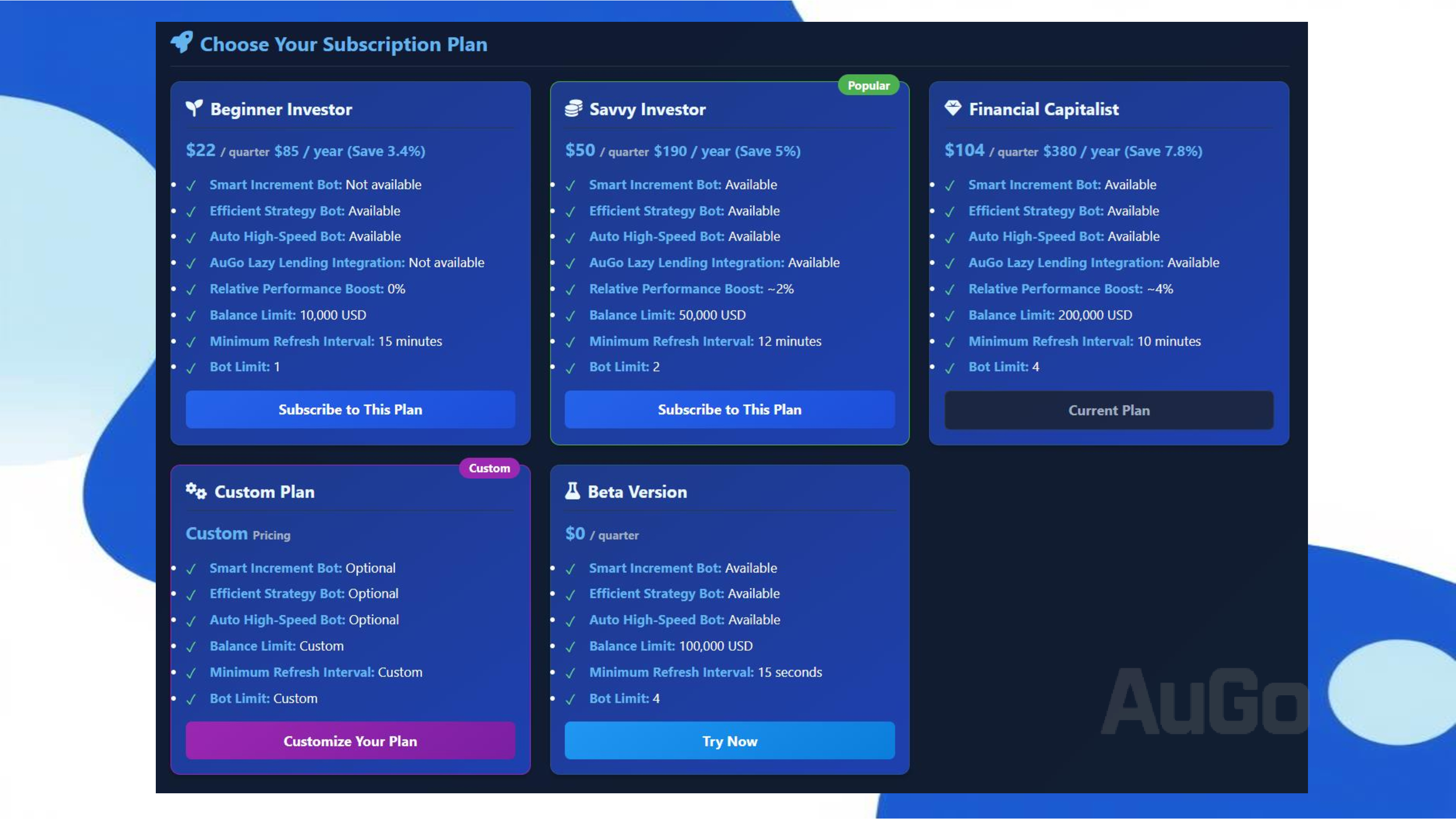 AuGo Plan Selection Illustration